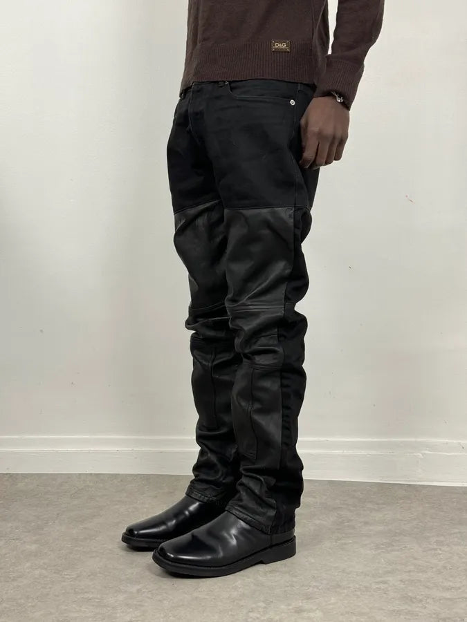 Givenchy Black Hybrid Leather & Denim Jeans OuLiUQJ 3