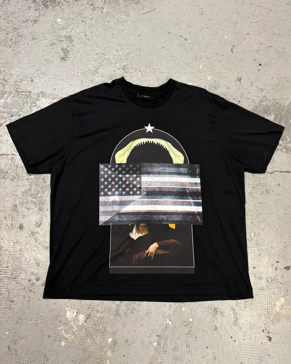 Givenchy Black Jaw USA Flag T-Shirt by Riccardo Tisci BKNDvaV 0
