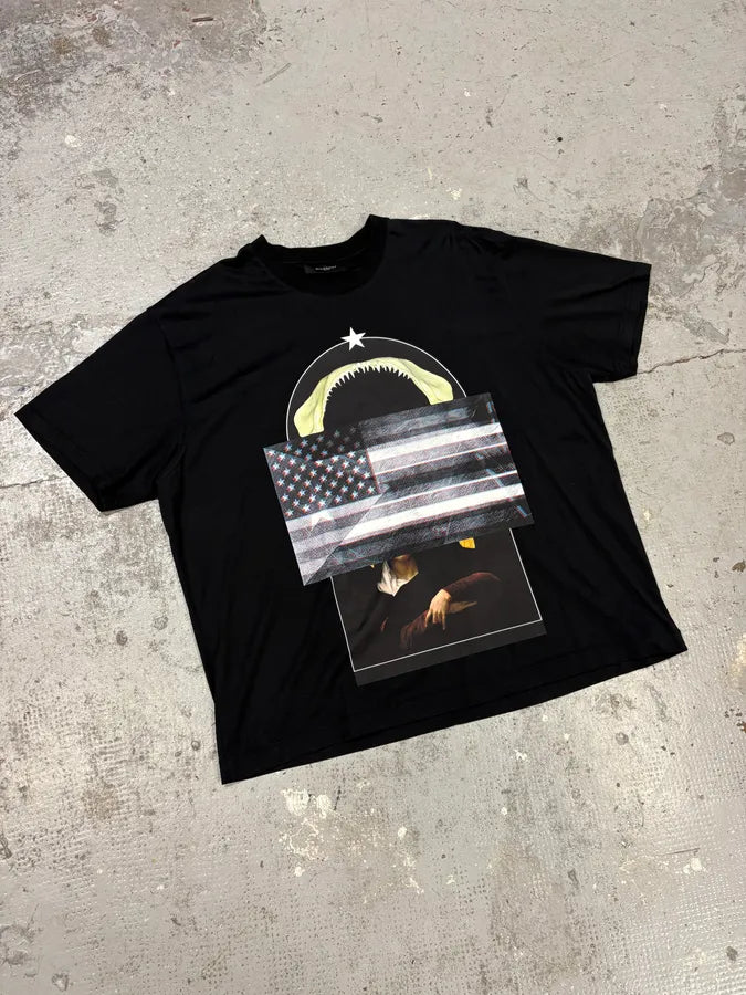Givenchy Black Jaw USA Flag T-Shirt by Riccardo Tisci BKNDvaV 3