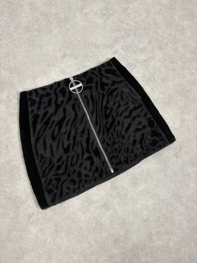 Givenchy Black Lace Relief Leopard Effect Skirt TMsJgpK 4