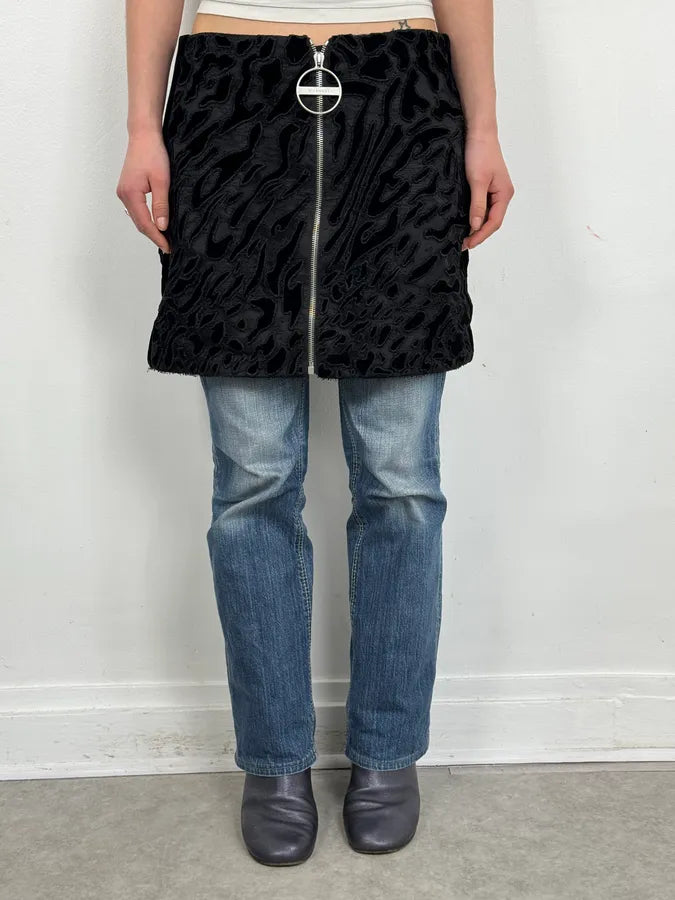 Givenchy Black Lace Relief Leopard Effect Skirt TMsJgpK 1