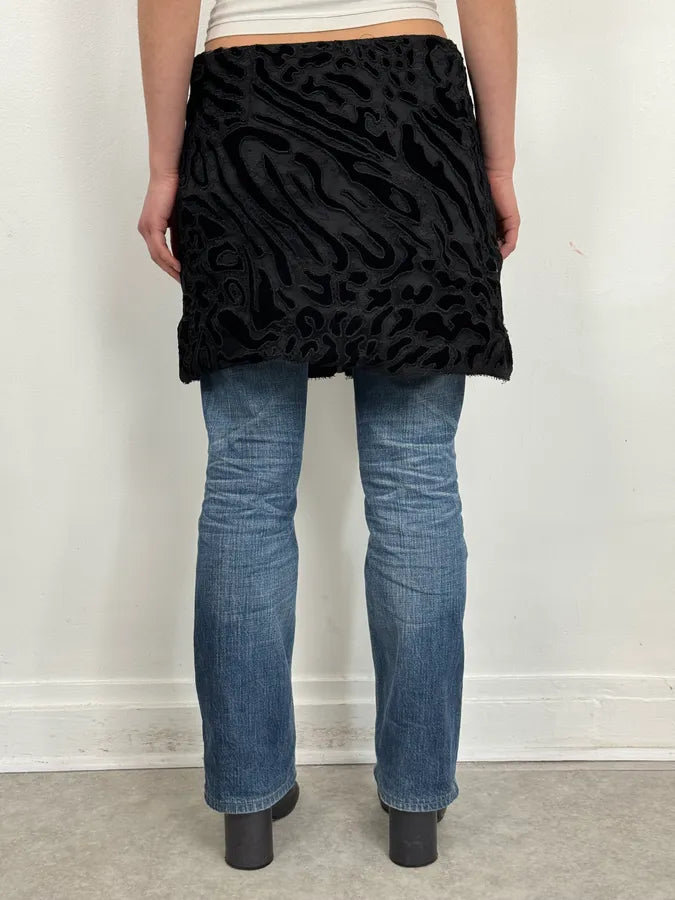 Givenchy Black Lace Relief Leopard Effect Skirt TMsJgpK 3