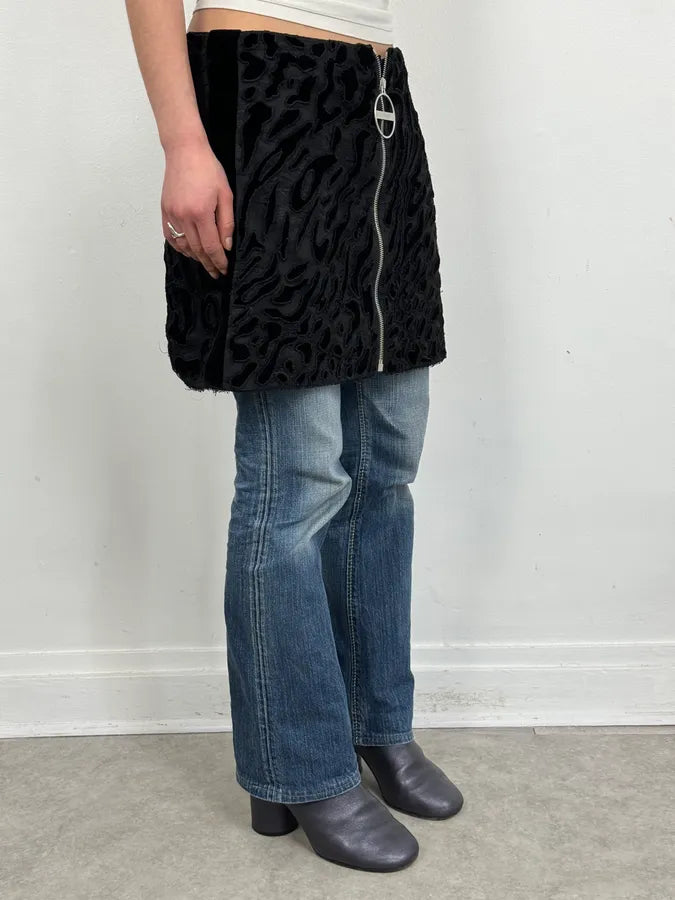 Givenchy Black Lace Relief Leopard Effect Skirt TMsJgpK 2