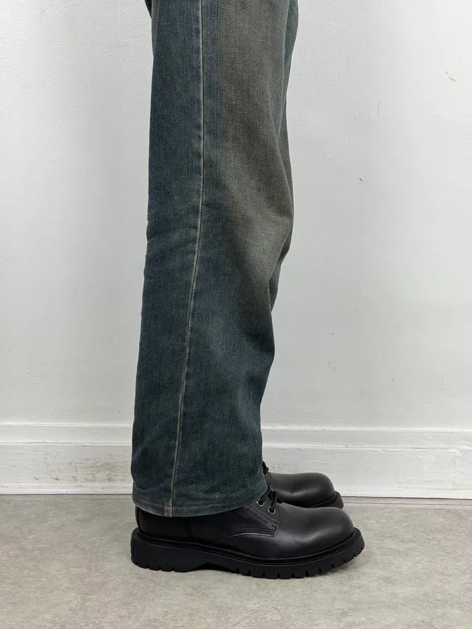 AW2023 Givenchy Black Leather Combat Boots by Matthew Williams NlusiXd 2