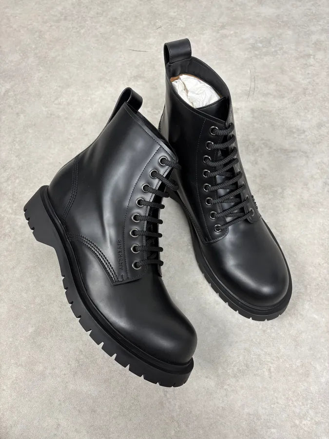 AW2023 Givenchy Black Leather Combat Boots by Matthew Williams NlusiXd 6