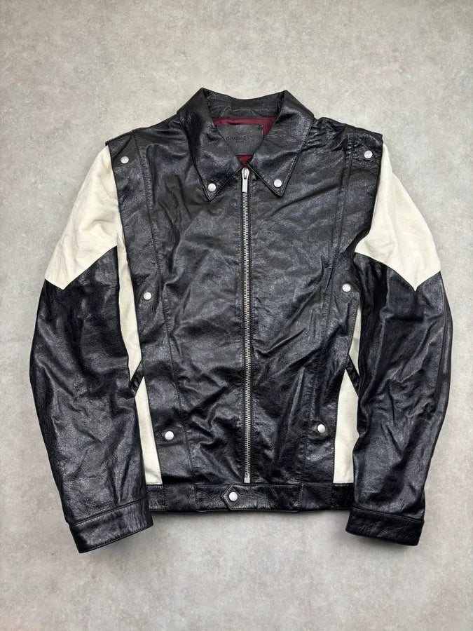 Givenchy Black Leather Contrast Motorcycle Leather Jacket kflTzZe 0