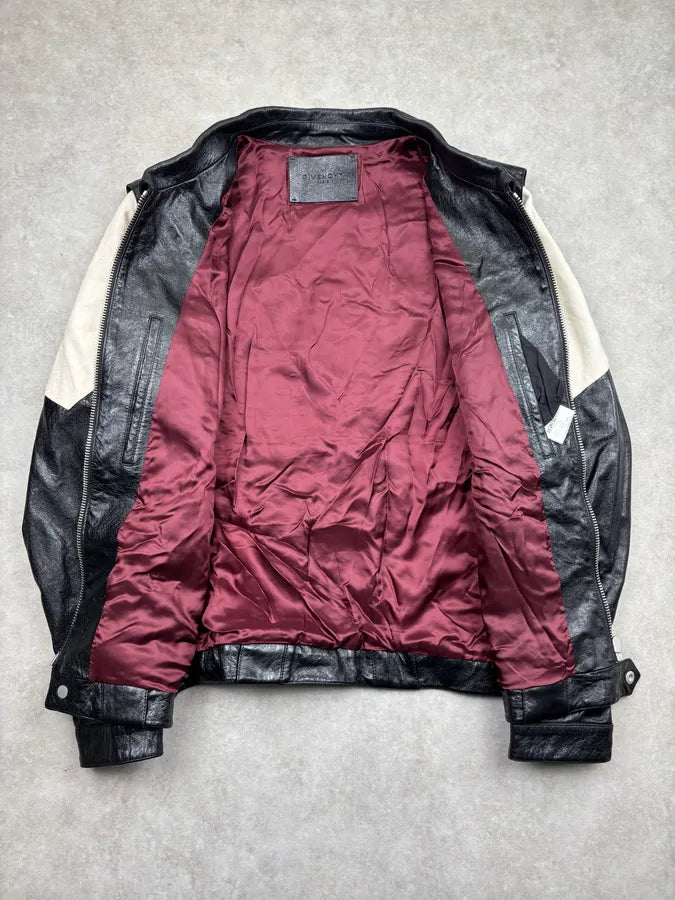 Givenchy Black Leather Contrast Motorcycle Leather Jacket kflTzZe 6