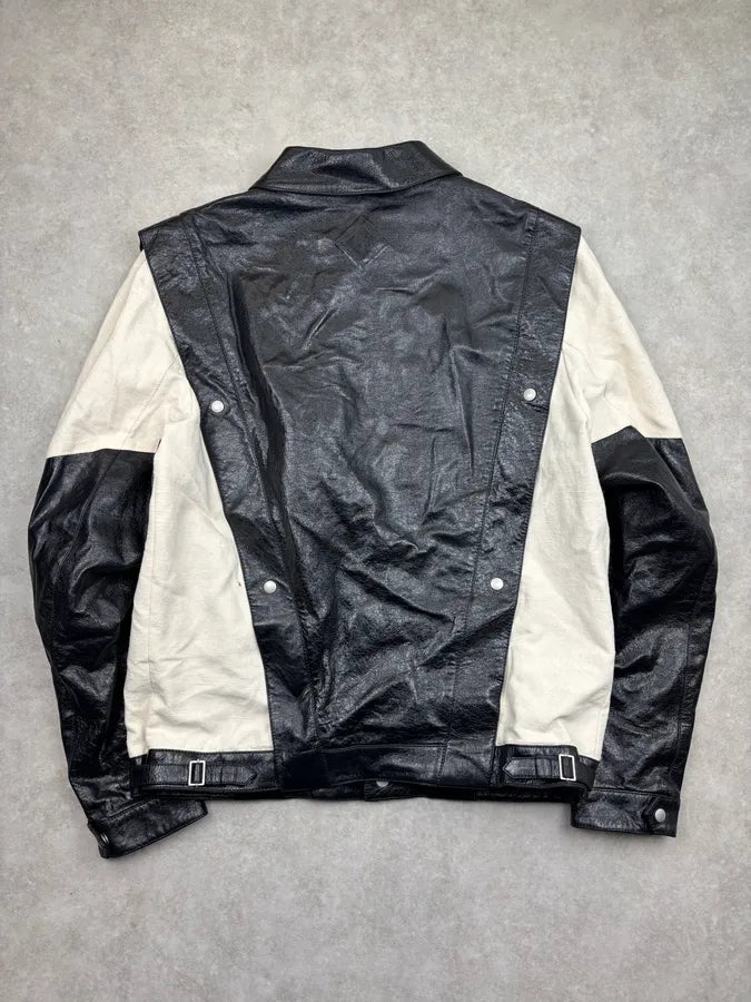 Givenchy Black Leather Contrast Motorcycle Leather Jacket kflTzZe 4