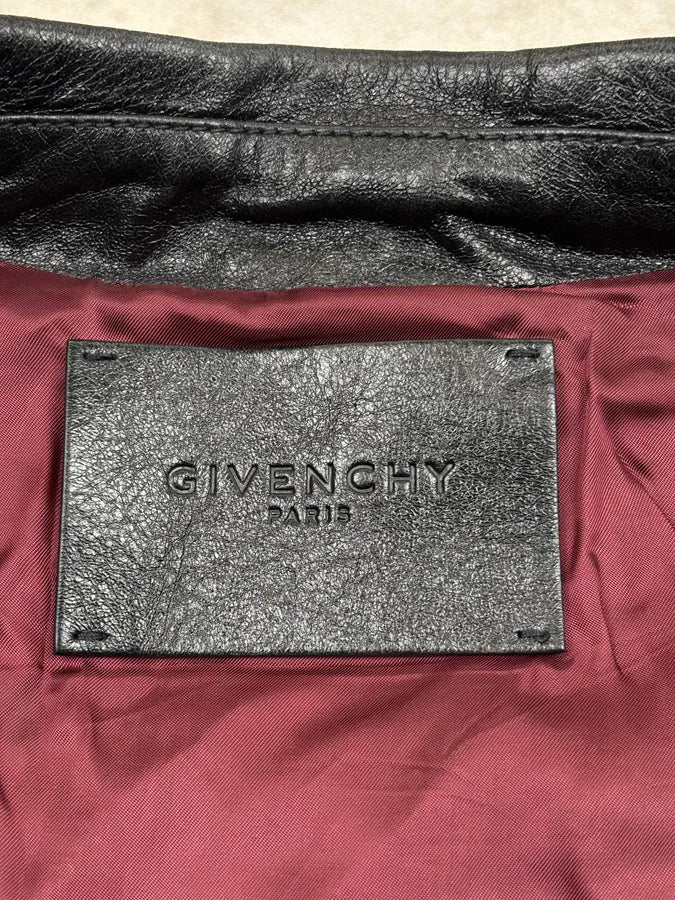 Givenchy Black Leather Contrast Motorcycle Leather Jacket kflTzZe 9