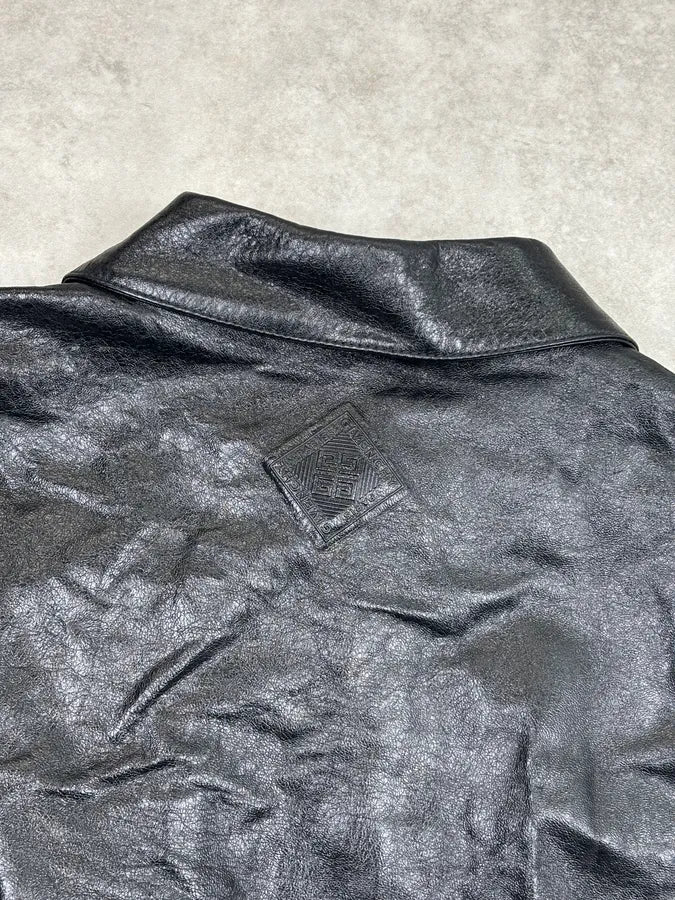 Givenchy Black Leather Contrast Motorcycle Leather Jacket kflTzZe 5