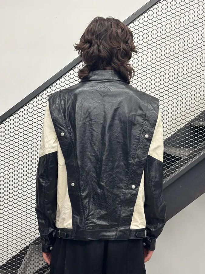Givenchy Black Leather Contrast Motorcycle Leather Jacket kflTzZe 2