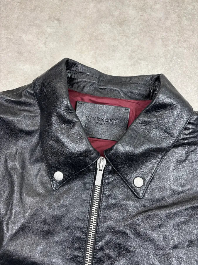 Givenchy Black Leather Contrast Motorcycle Leather Jacket kflTzZe 3