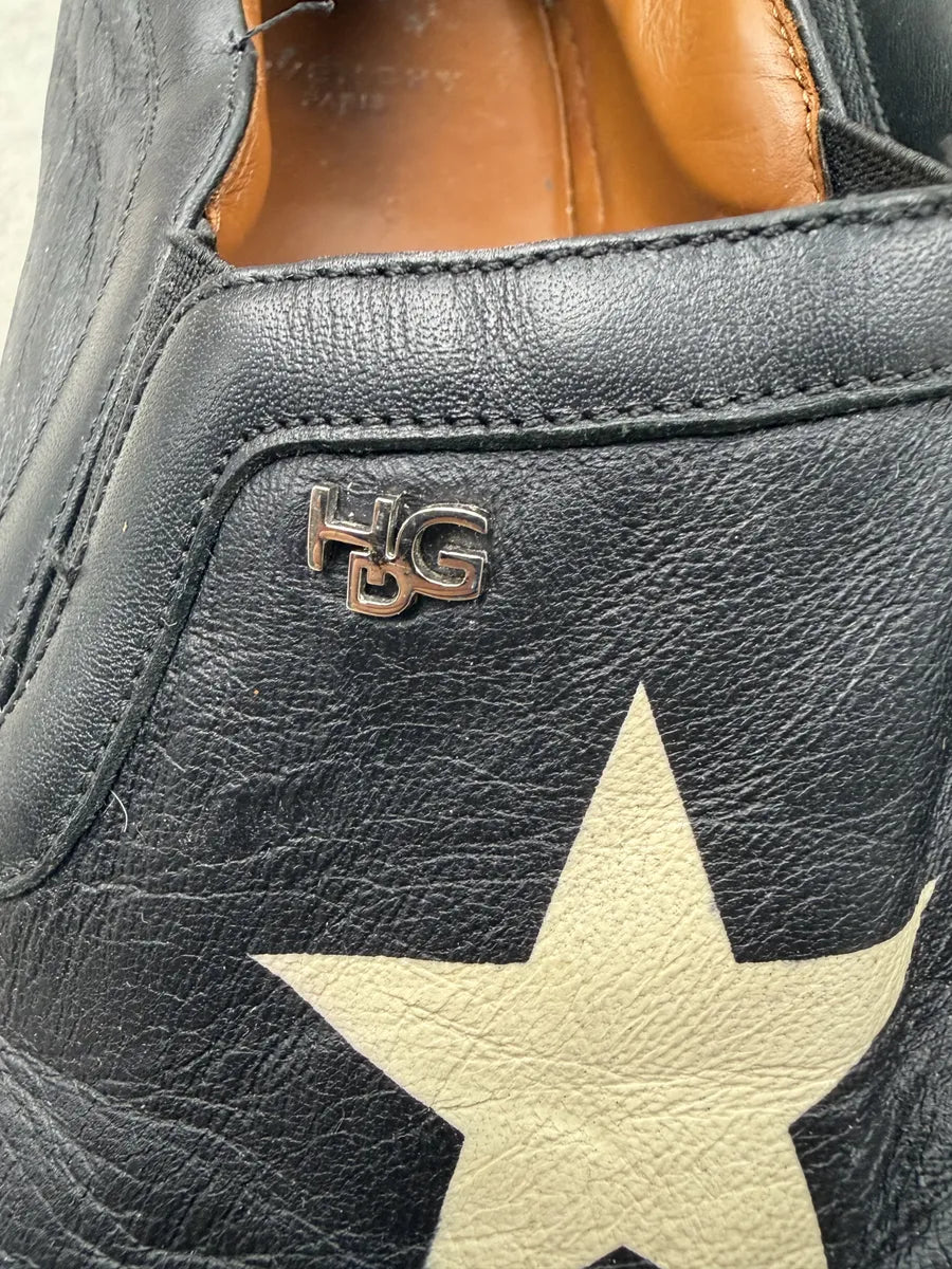 2010s Givenchy Black Leather Star Slip-On Sneakers by Riccardo Tisci TkdIxSK 4