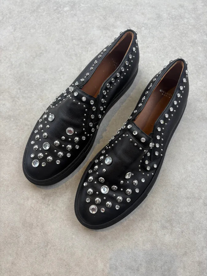 2010s Givenchy Black Leather Studded Loafers by Riccardo Tisci BHXYfqy 2