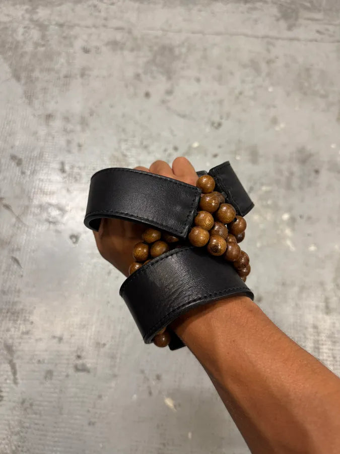Givenchy Black Leather Wood Pearl Belt pbhsBUr 4