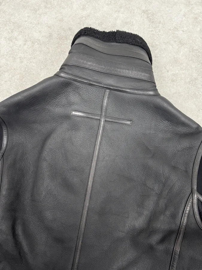 AW2015 Givenchy Black Shearling Collar Leather Jacket by Riccardo Tisci GRvmuho 6