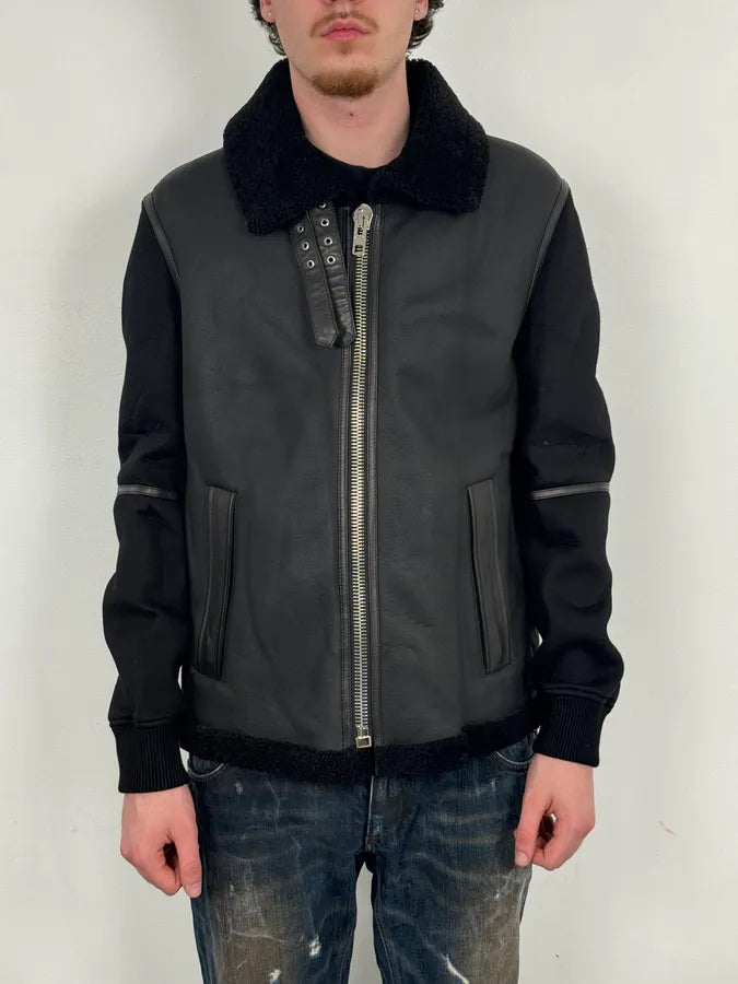 AW2015 Givenchy Black Shearling Collar Leather Jacket by Riccardo Tisci GRvmuho 1