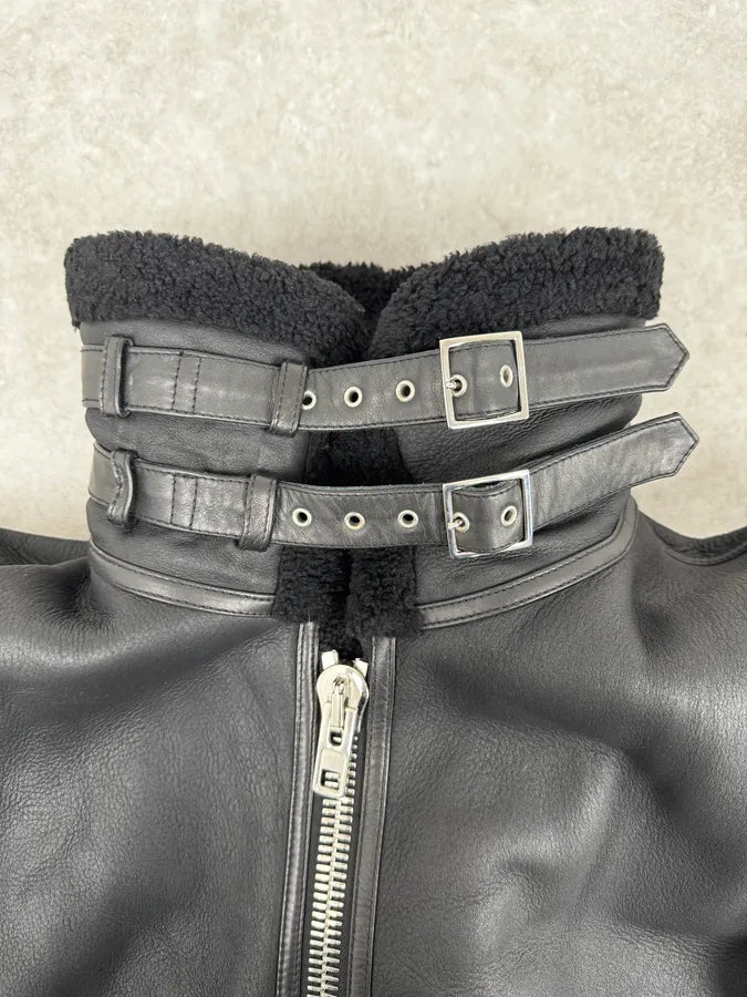 AW2015 Givenchy Black Shearling Collar Leather Jacket by Riccardo Tisci GRvmuho 8