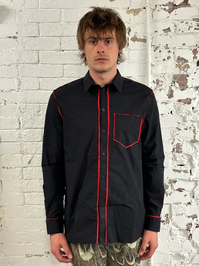 AW2015 Givenchy Black Red Contrast Stitch Shirt by Riccardo Tisci fuViXru 2