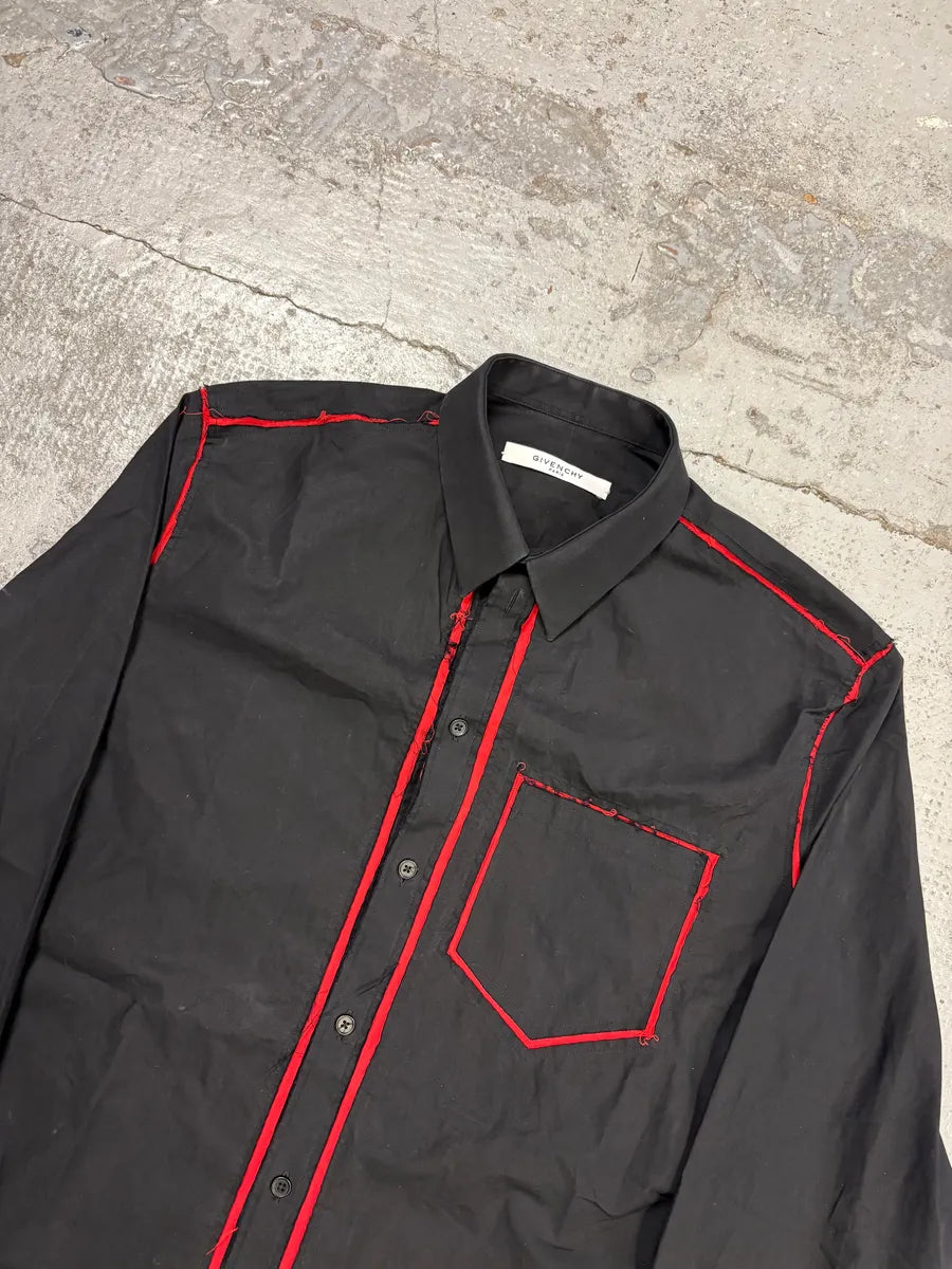 AW2015 Givenchy Black Red Contrast Stitch Shirt by Riccardo Tisci fuViXru 4