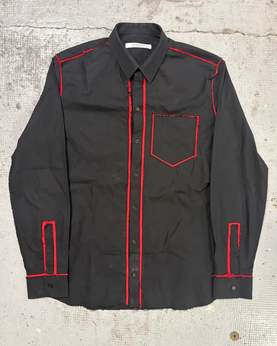 AW2015 Givenchy Black Red Contrast Stitch Shirt by Riccardo Tisci fuViXru 0