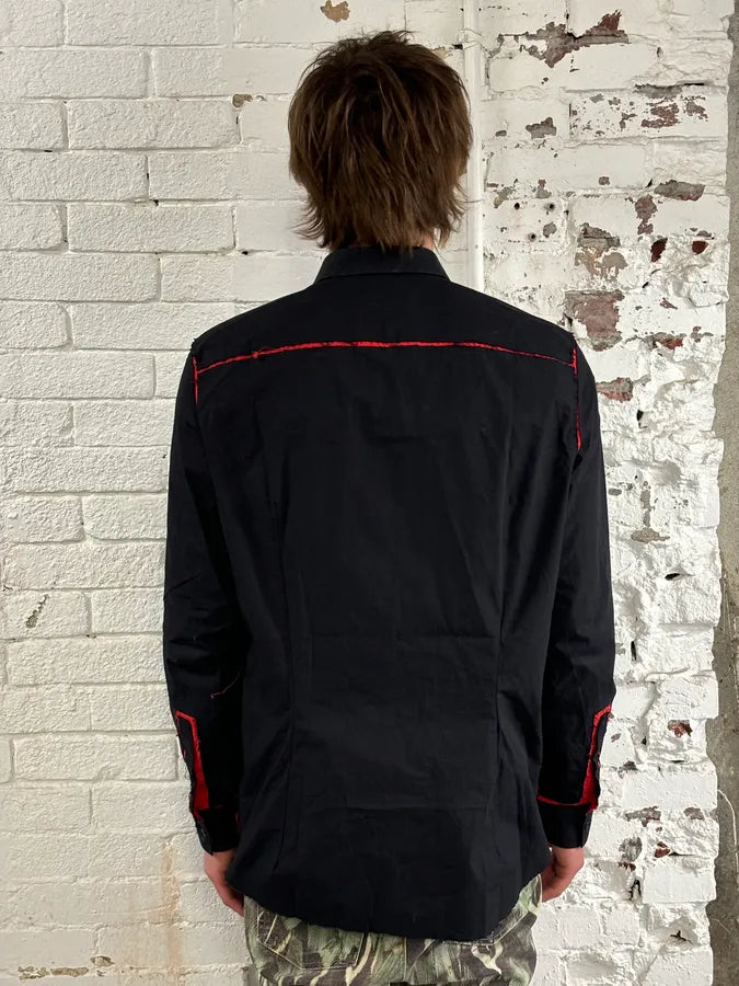 AW2015 Givenchy Black Red Contrast Stitch Shirt by Riccardo Tisci fuViXru 3
