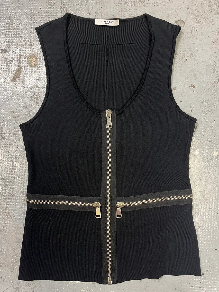 Givenchy Black Avant-Garde Cross Zip Vest bMUbRVD 0