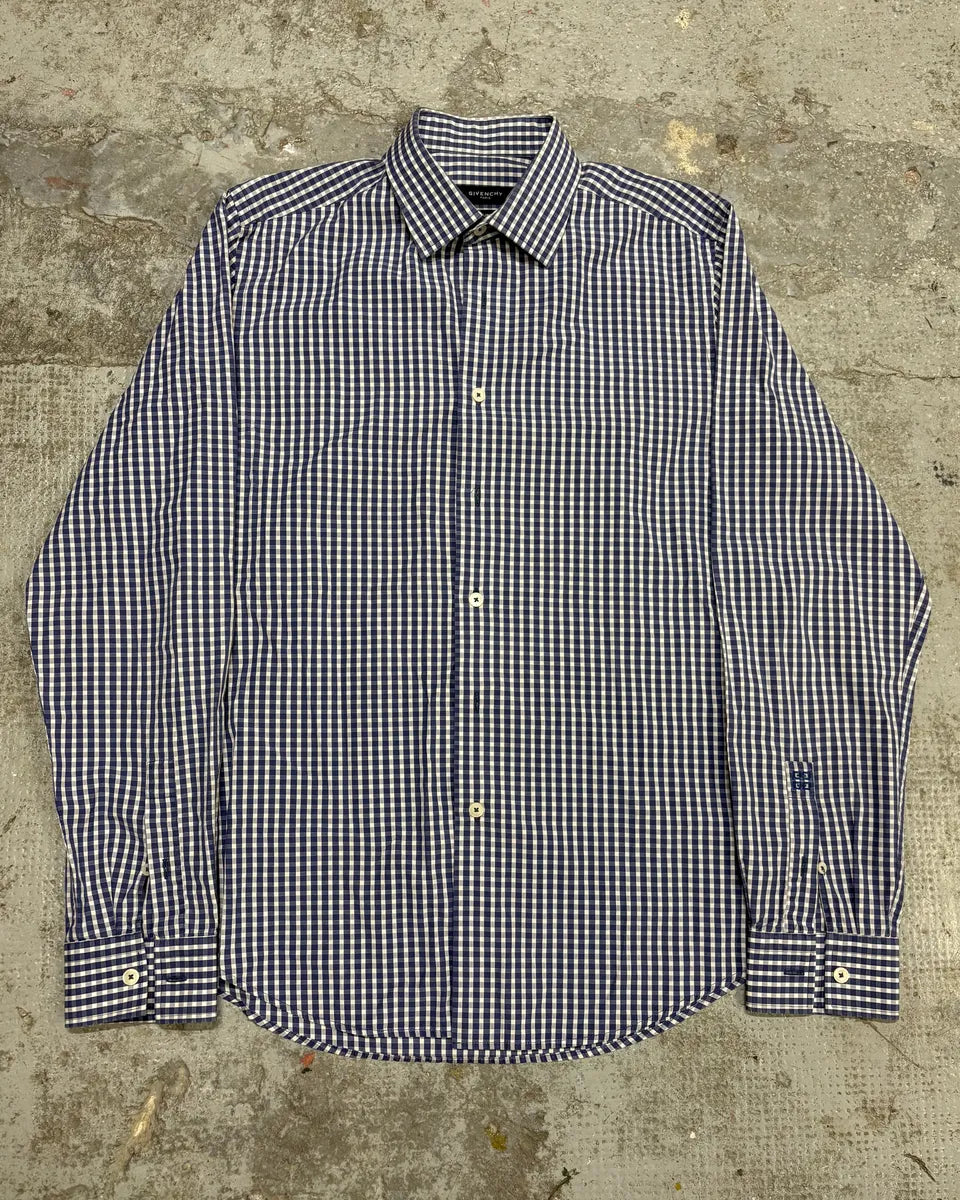 Givenchy Blue & White Contemporary Old Checkered Shirt (M/L) TDwpSAA 0