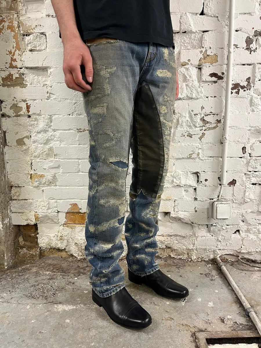 Givenchy Boro Distressed Blue Moleskin Denim Jeans AhstUvN 3