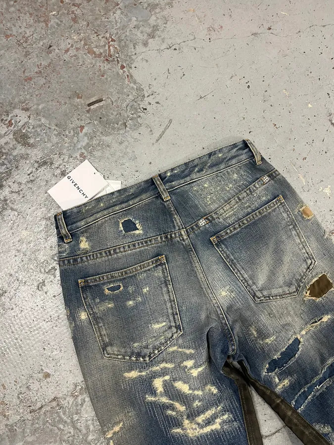 Givenchy Boro Distressed Blue Moleskin Denim Jeans AhstUvN 7