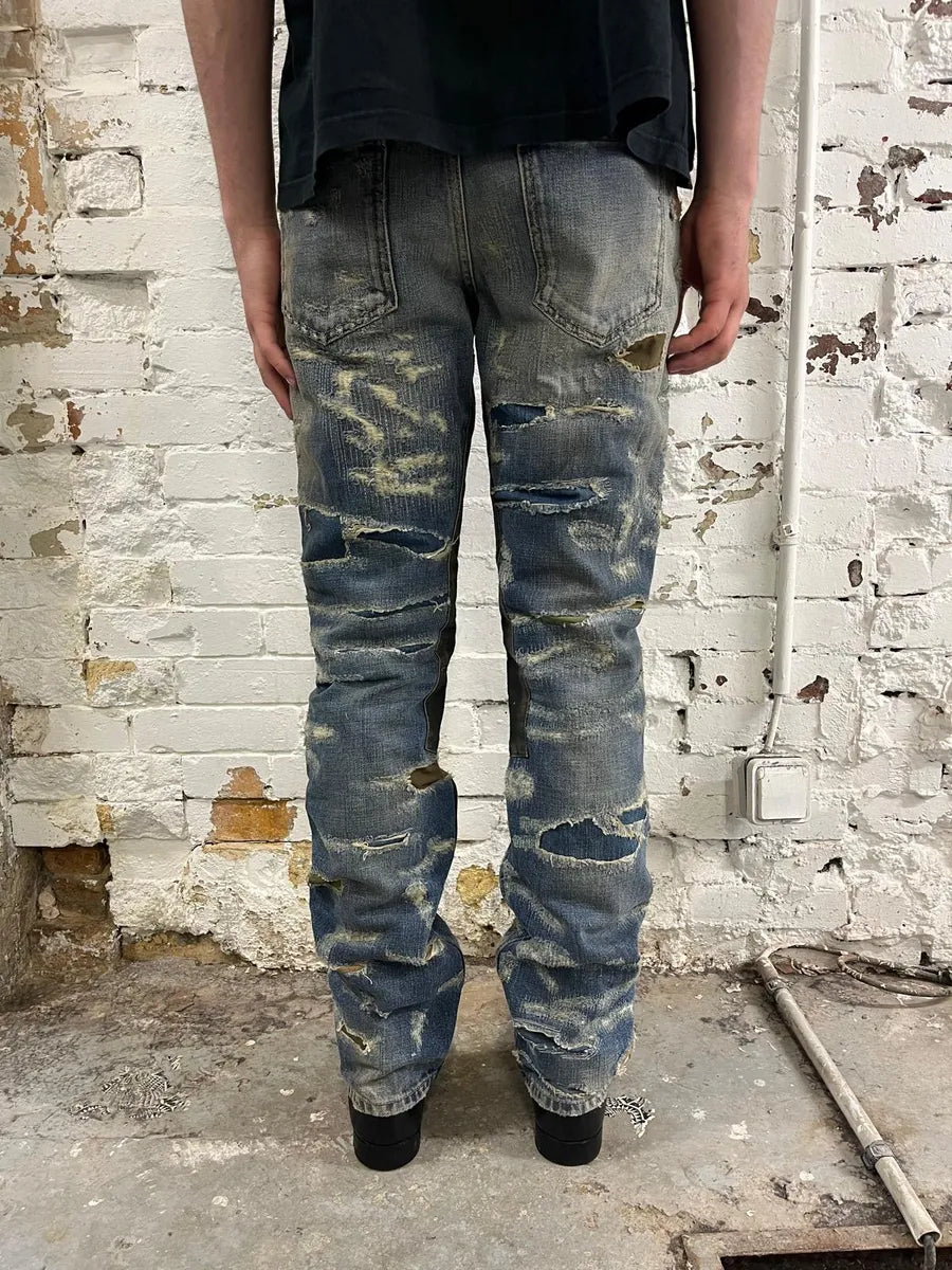 Givenchy Boro Distressed Blue Moleskin Denim Jeans AhstUvN 4