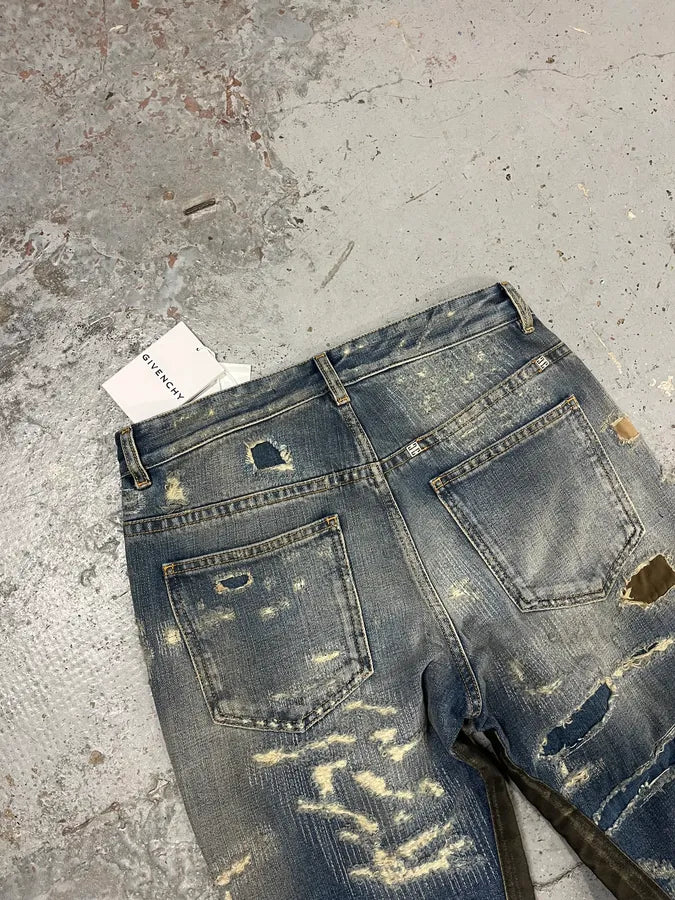 Givenchy Boro Distressed Blue Moleskin Denim Jeans AhstUvN 10