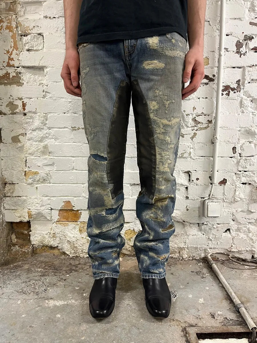 Givenchy Boro Distressed Blue Moleskin Denim Jeans AhstUvN 2