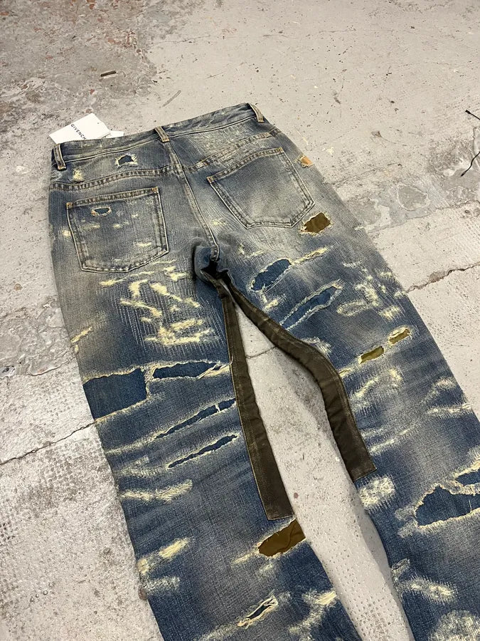 Givenchy Boro Distressed Blue Moleskin Denim Jeans AhstUvN 8