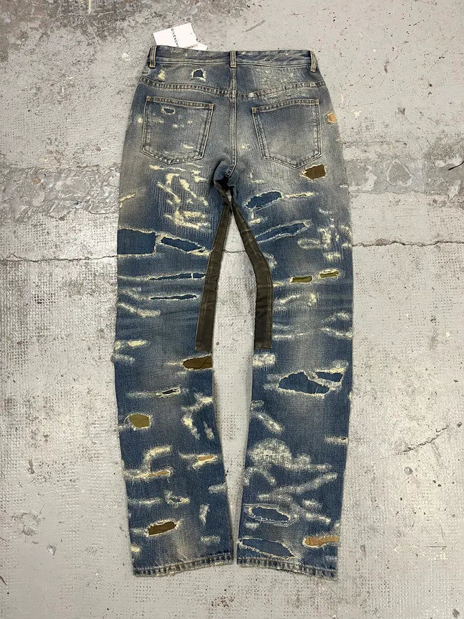 Givenchy Boro Distressed Blue Moleskin Denim Jeans AhstUvN 1