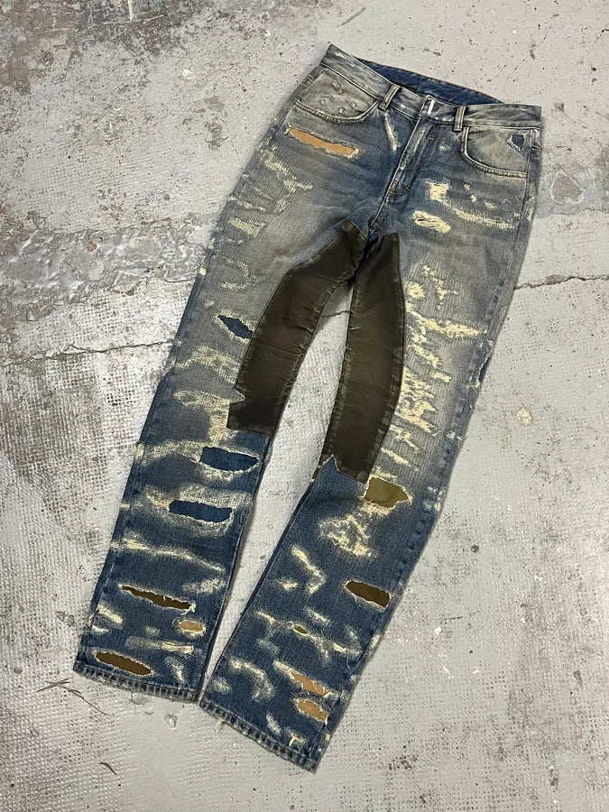 Givenchy Boro Distressed Blue Moleskin Denim Jeans AhstUvN 5