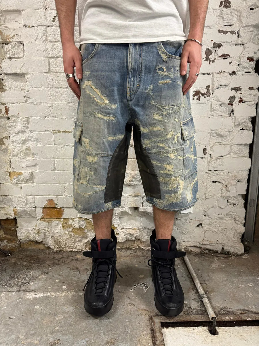 Givenchy Boro Distressed Blue Denim Short MvISAcH 1