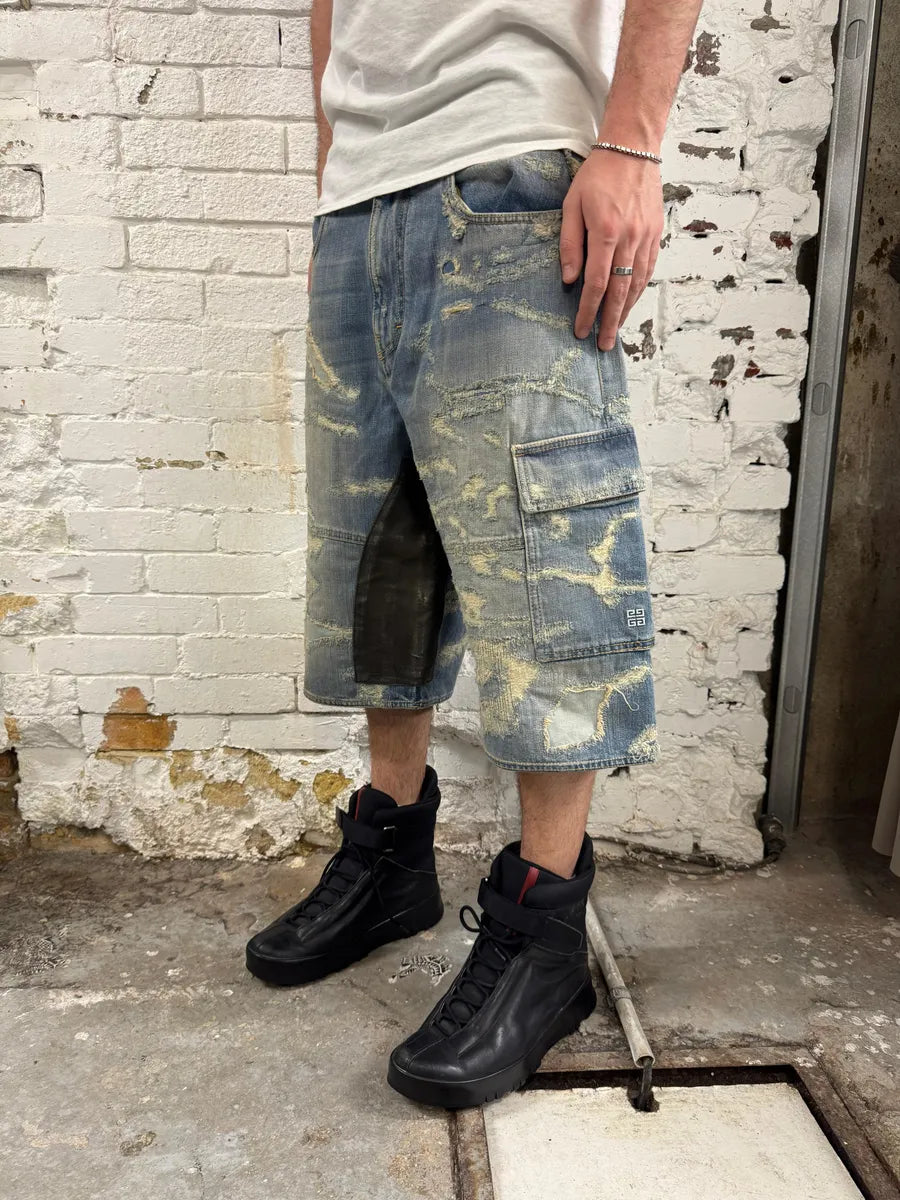 Givenchy Boro Distressed Blue Denim Short MvISAcH 2