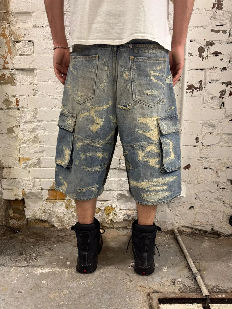 Givenchy Boro Distressed Blue Denim Short MvISAcH 3