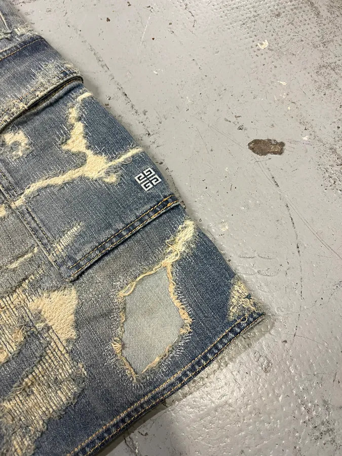 Givenchy Boro Distressed Blue Denim Short MvISAcH 6