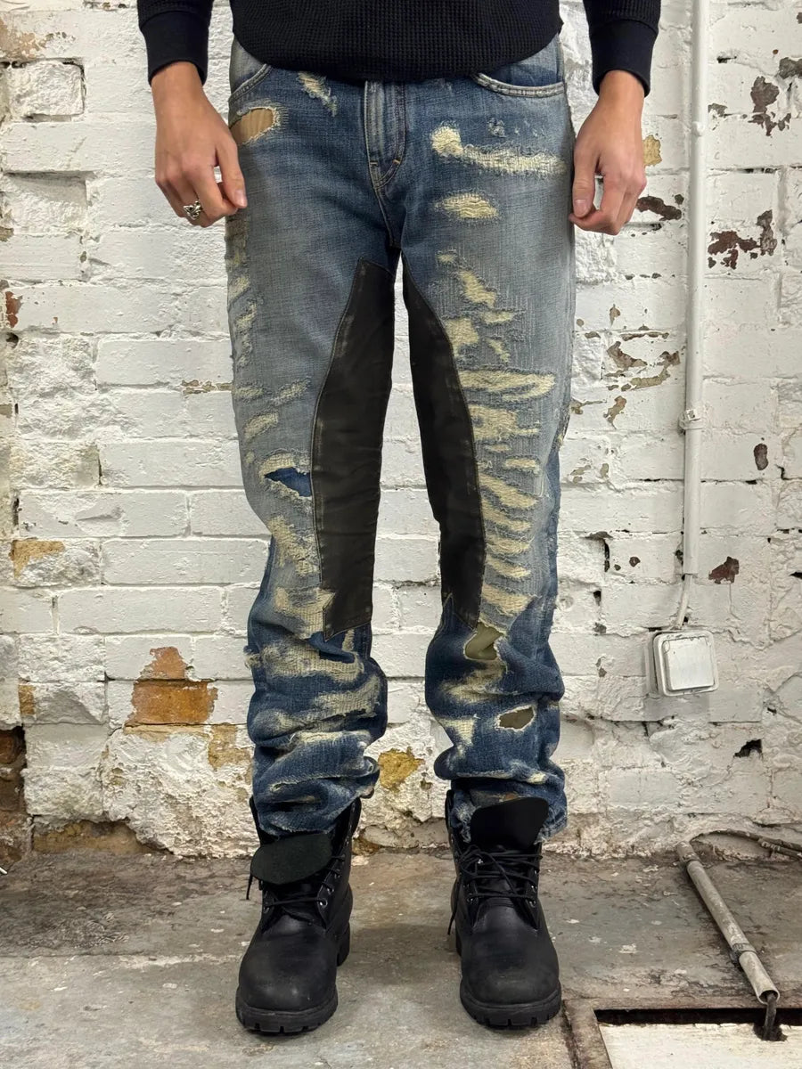 Givenchy Boro Distressed Blue Moleskin Denim Jeans jkGyXXa 1