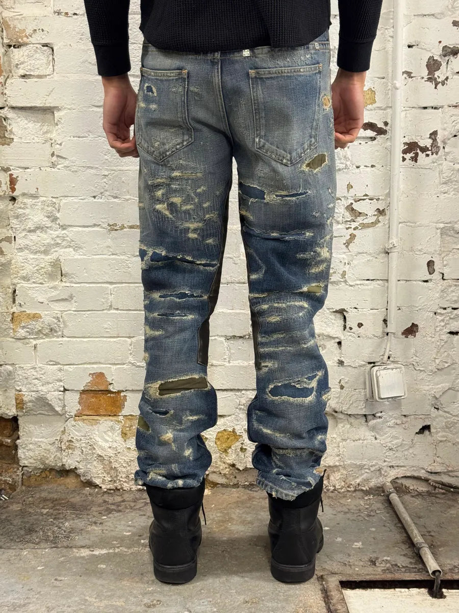 Givenchy Boro Distressed Blue Moleskin Denim Jeans jkGyXXa 3