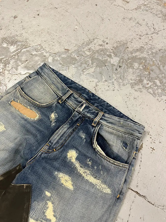 Givenchy Denim Moleskin Distressed Jeans Boro Blue Williams