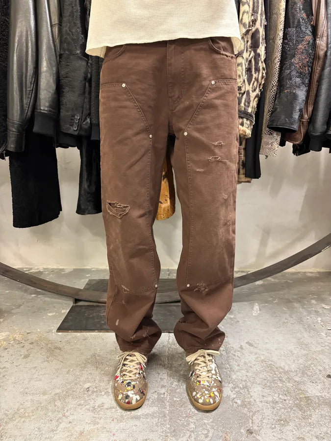 Givenchy Brown Distressed Double Knee Pants (M) nfRfhxu 0