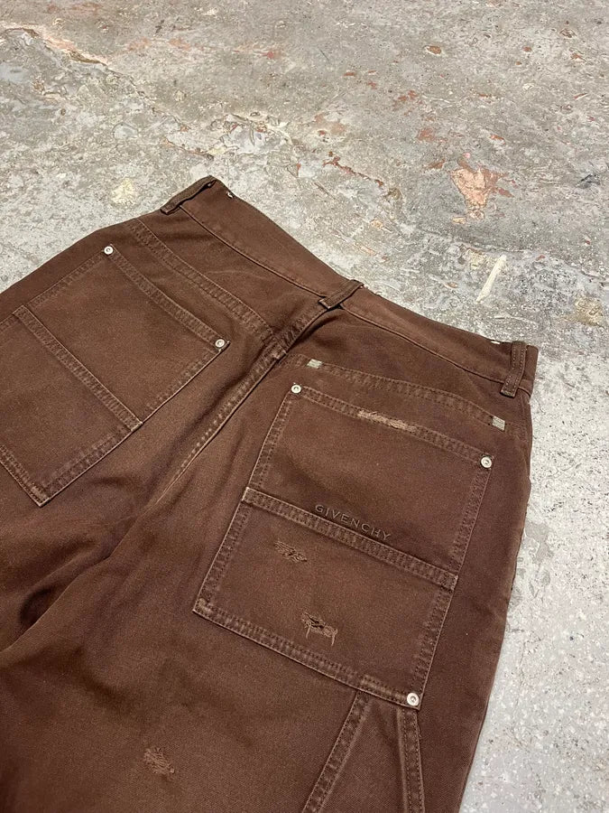 Givenchy Brown Distressed Double Knee Pants (M) nfRfhxu 10