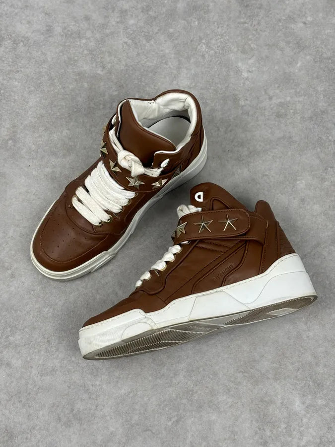 AW2015 Givenchy Tyson Brown Leather Star High Sneakers by Riccardo Tisci iHxtAGI 8