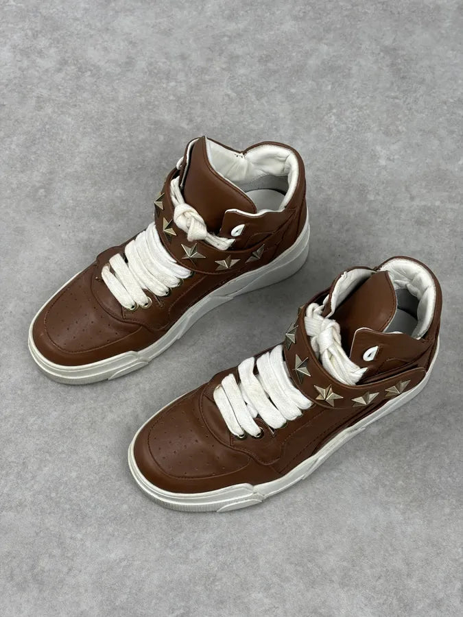 AW2015 Givenchy Tyson Brown Leather Star High Sneakers by Riccardo Tisci iHxtAGI 2