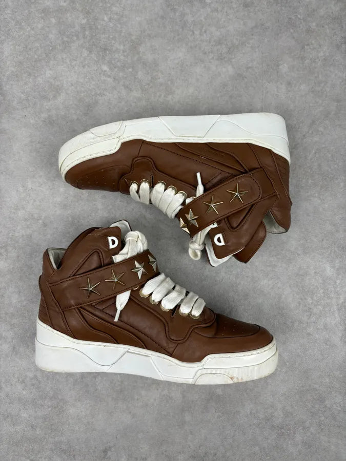 AW2015 Givenchy Tyson Brown Leather Star High Sneakers by Riccardo Tisci iHxtAGI 3