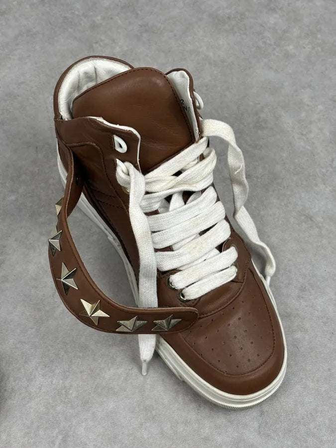 AW2015 Givenchy Tyson Brown Leather Star High Sneakers by Riccardo Tisci iHxtAGI 10