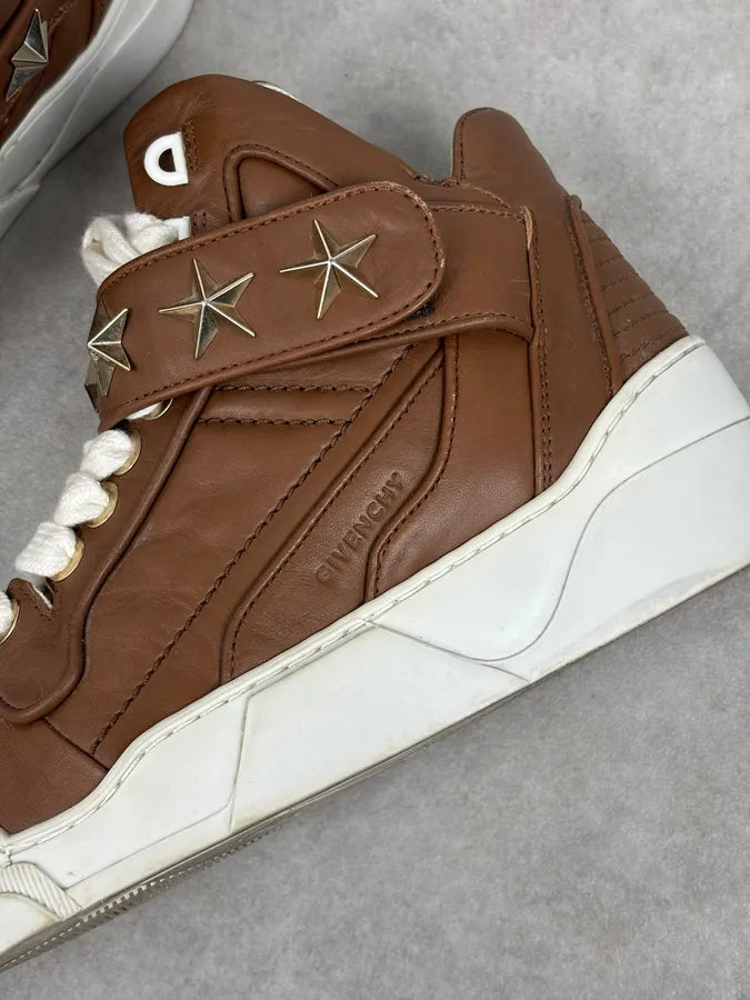 AW2015 Givenchy Tyson Brown Leather Star High Sneakers by Riccardo Tisci iHxtAGI 7